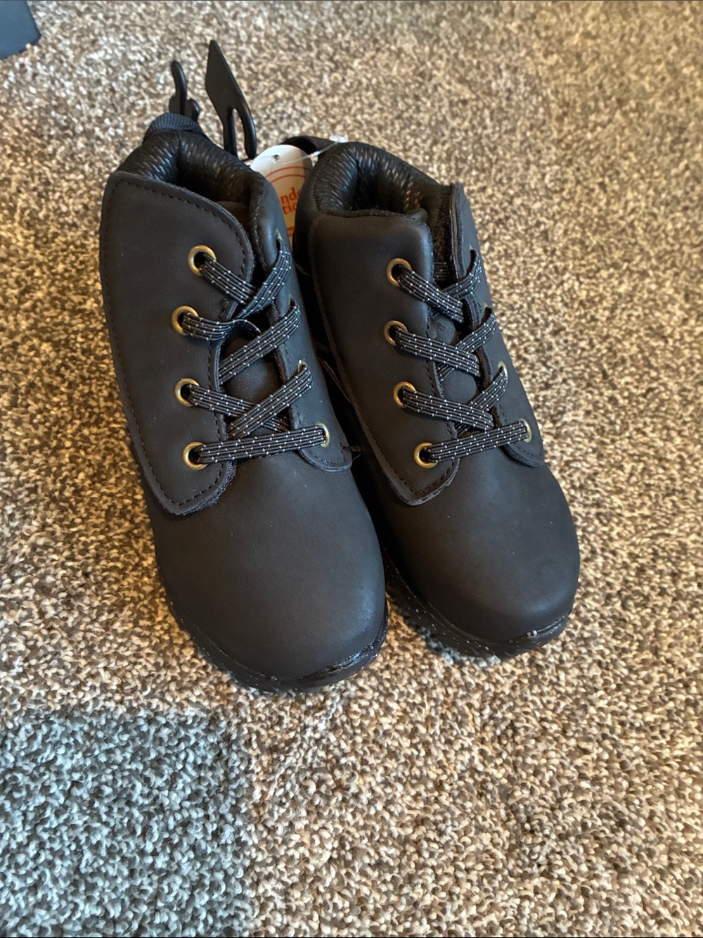 Kids Black Lace-Up Outdoor Boots size 9